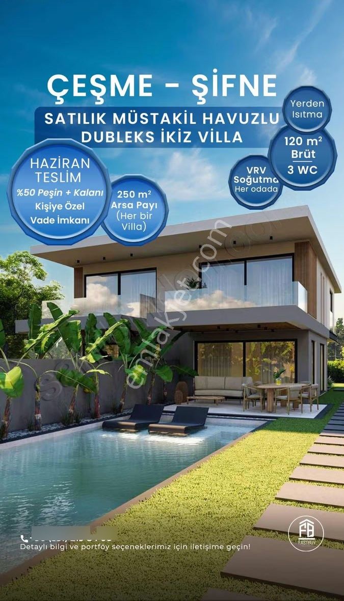 Çeşme Şifne %50 Peşin Vadeli Satılık 3+1 Müstakil Havuzlu Villa - Görsel 16