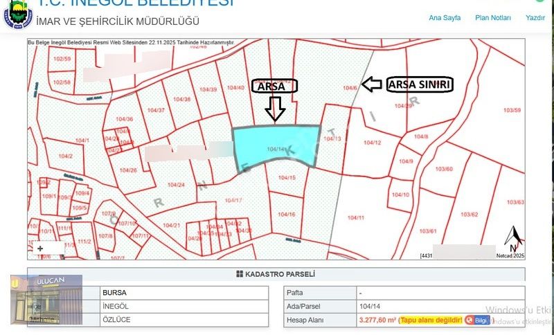 Ulucan'dan İnegöl Özlüce Mahallasen De Satılık 3277 M2 Arsa - Görsel 4