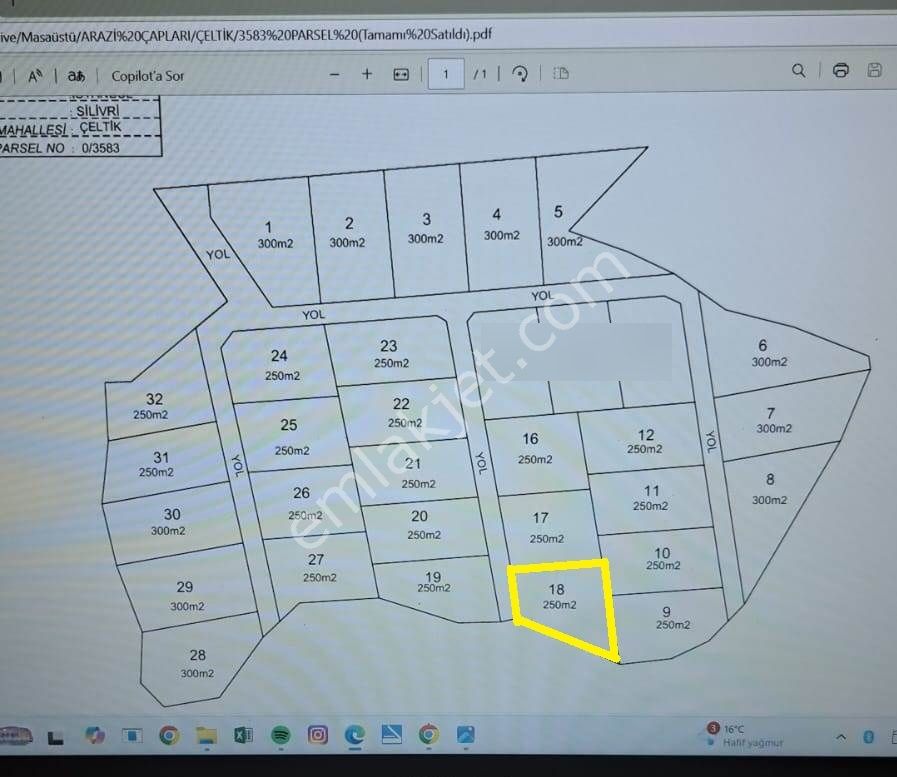 Silivri Çeltikde Araç Takası Yapılır 250m2 Hisse Paylı