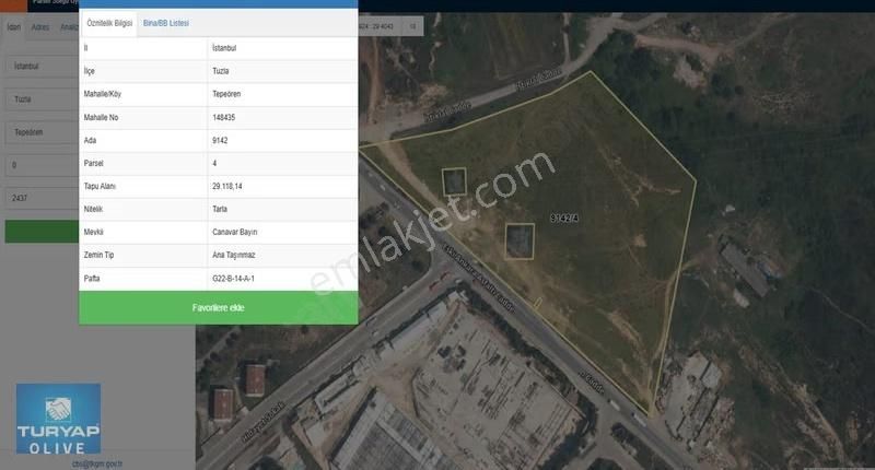 Tuzla Tepeörende 29118 M2 Satılık Arsa