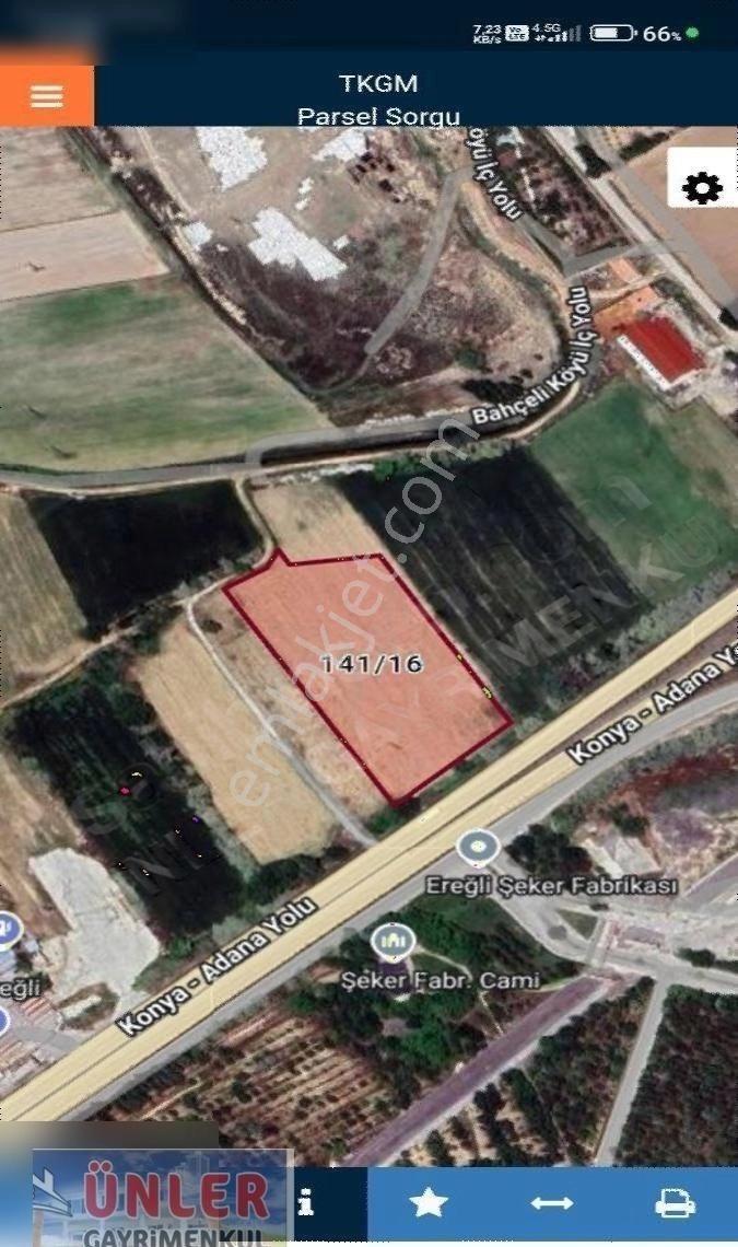 Konya Adana Yolu Üzerinde Şeker Fabrikası Karşısında Ticari Arsa