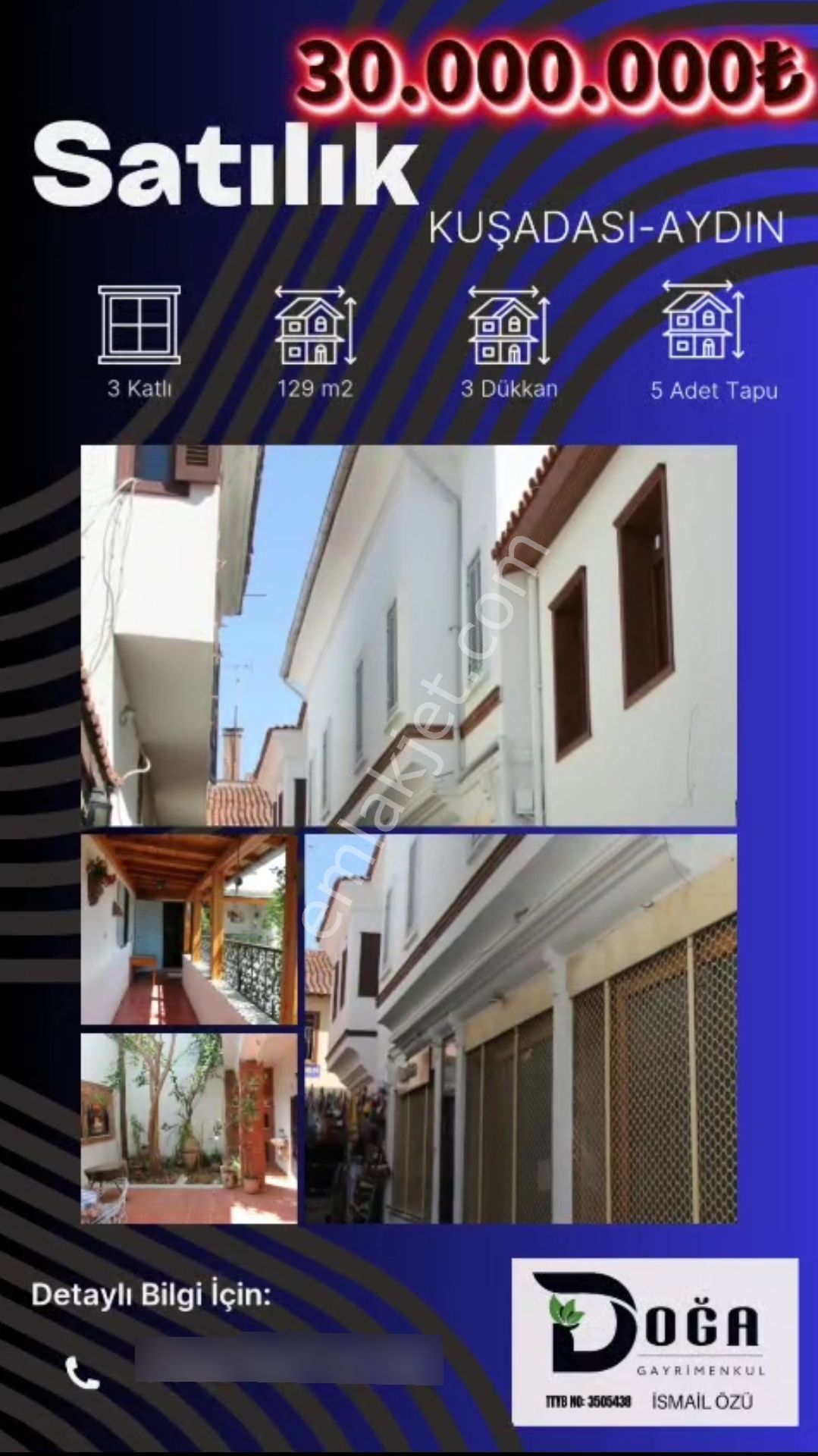 Doğa Gayrimenkul'den Ege Denizi Kıyısı Kuşadasının Merkezinde Kale Çarşısında Satılık 3 Katlı Bina - Görsel 2