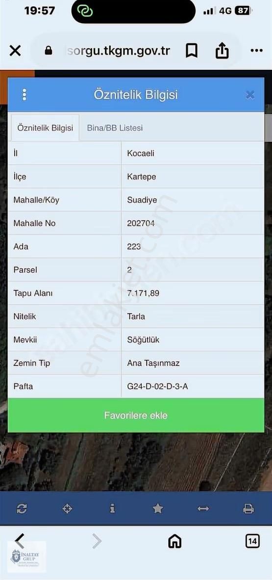 Kocaeli Kartepe Suadiyede 1,400m2 Hisseli Satılık Tarla - Görsel 2
