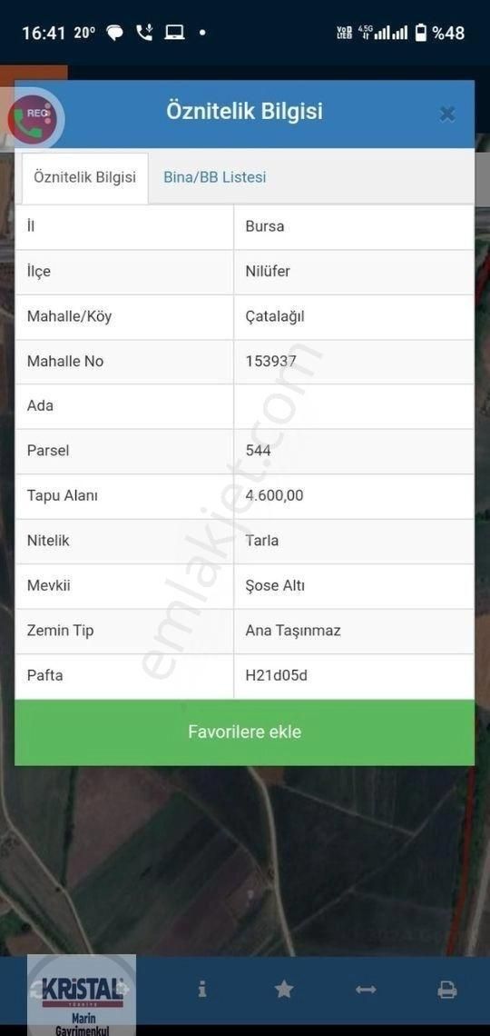 Kristal Marin'den Nilüfer Çatal Ağıl'da Satılık Arazi - Görsel 2