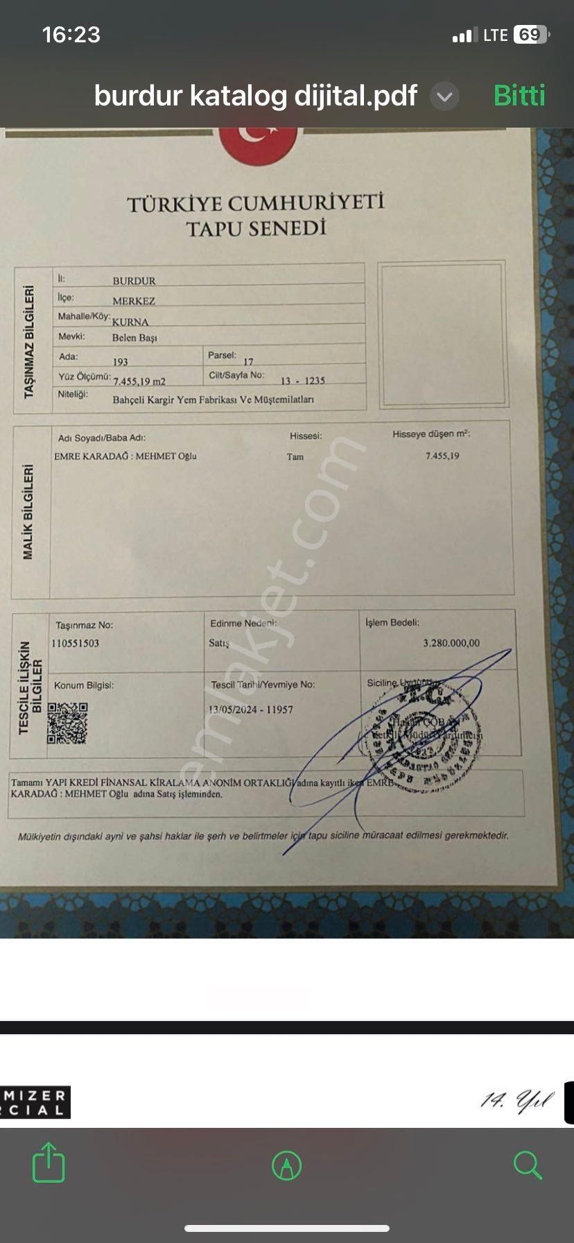 Burdur İli Kurna Köyü Mevkinde Satılık Ticari İmarlı Arsa - Görsel 2