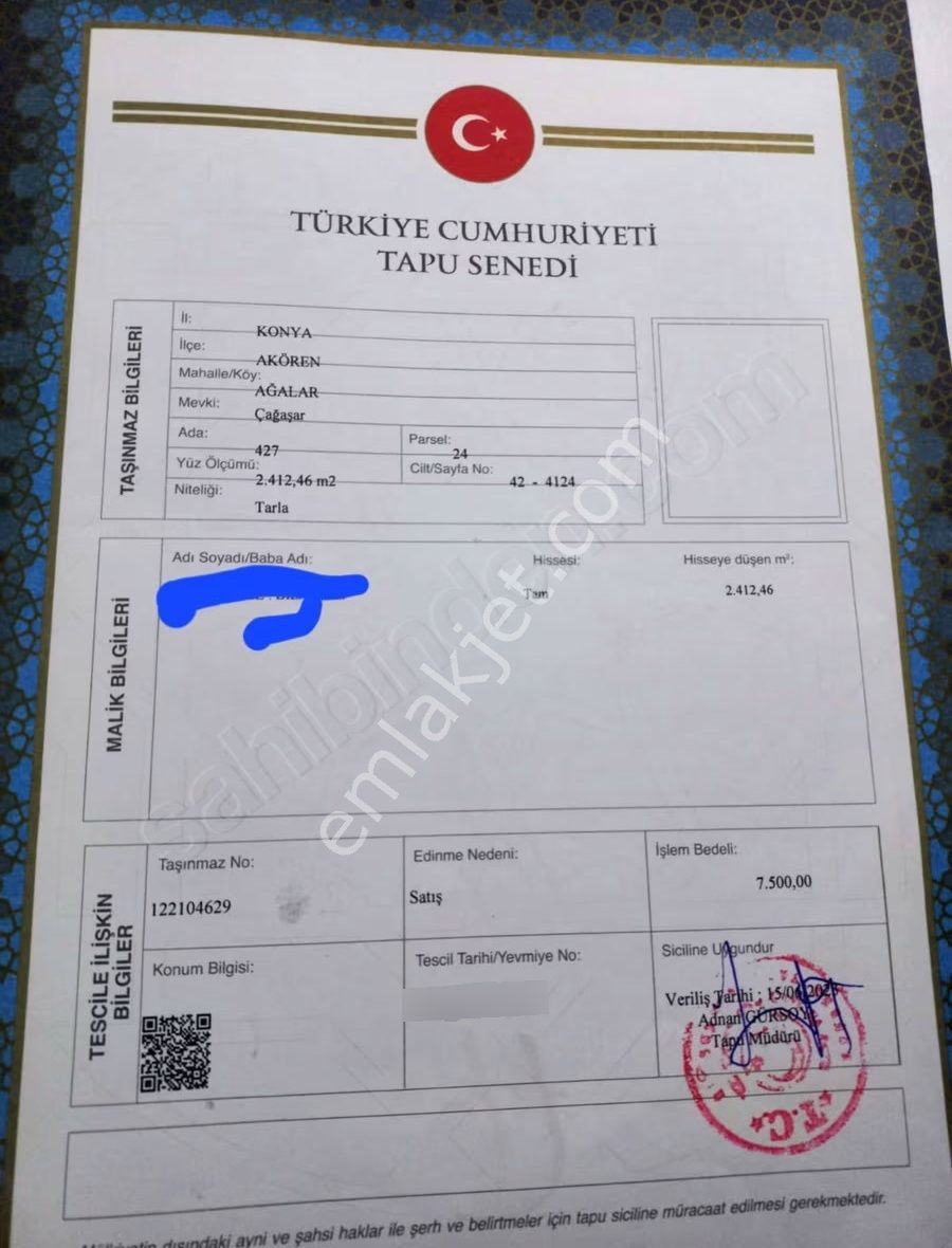 Meram Kavak Ta Ve Akören Ağalar Da Mustaki Satılık Tarla - Görsel 4