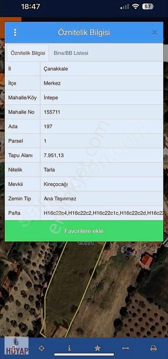 Çanakkale Erenköy (intepe) Satılık Tarla