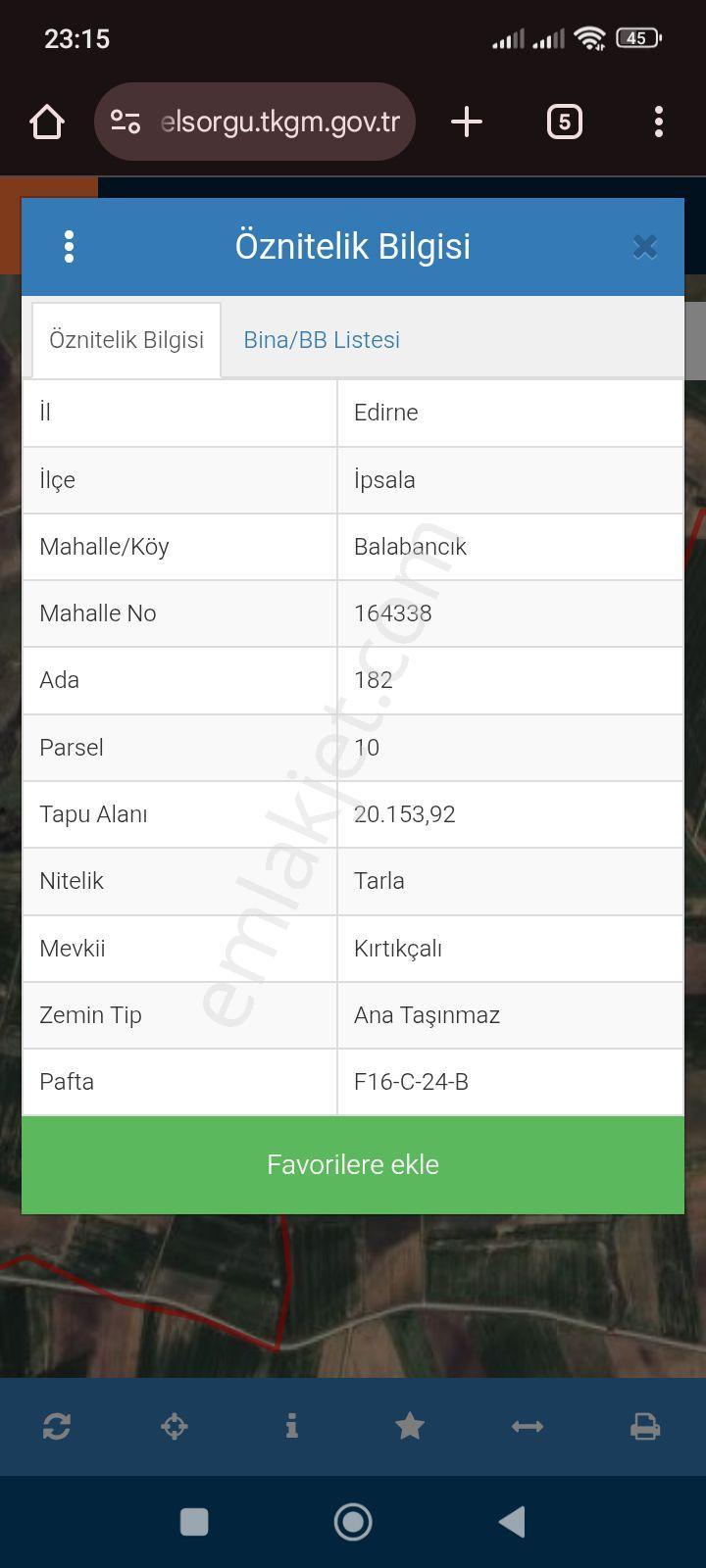 Edirne İpsala Balabancık Köyünde Satılık 20.153 M2 Tarla