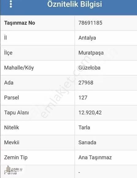 Denize 1 Km Mesafede 248 Metre Villa Arsası