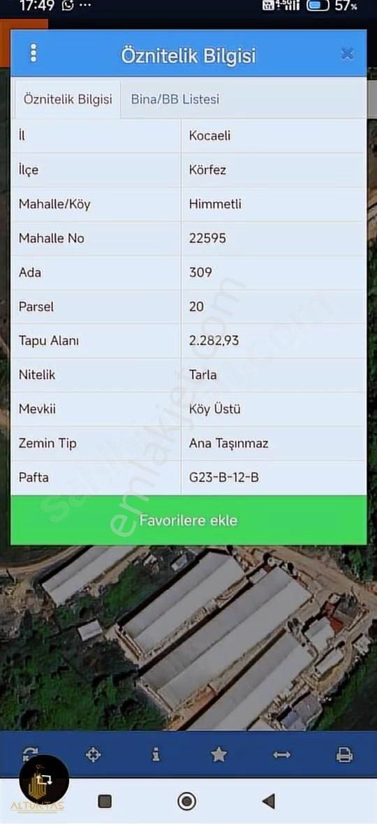 Altuntaş'tan Körfez Himmetli Köyünde Satılık 2282 M² Tarla