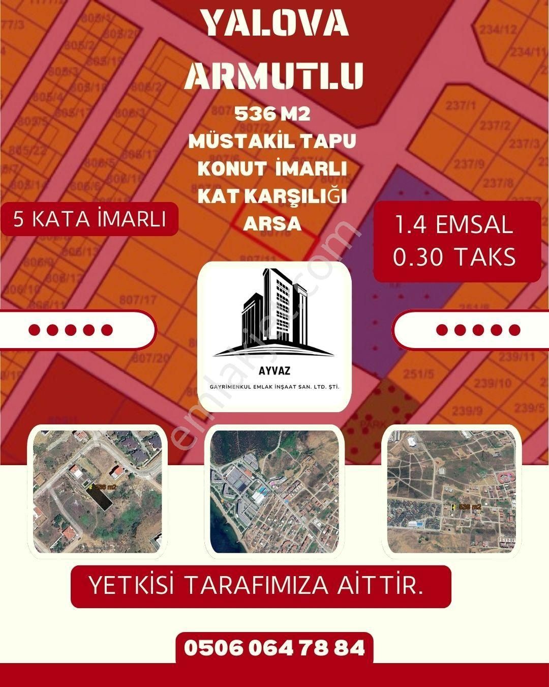 Yalova Armutlu’da 5 Kata İmarlı Kat Karşılığı Arsa