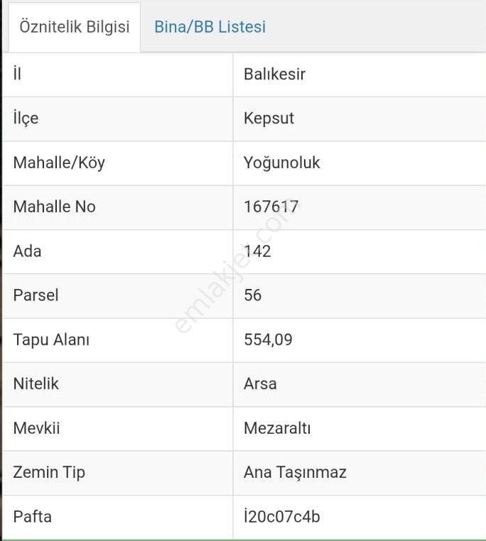 Blk Kepsut Yoğunoluk Mh. 554m2 İmarlı Satılık Villa Arsası