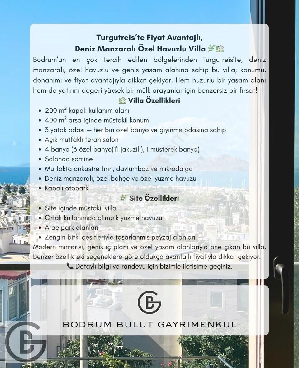 *deniz Manzaralı | Özel Havuzlu | 3+1 | Fiyat Avantajlı Villa