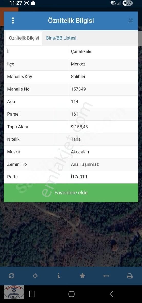 Merkez/ Salihler Köyü Orman İçi Satılık Tarla