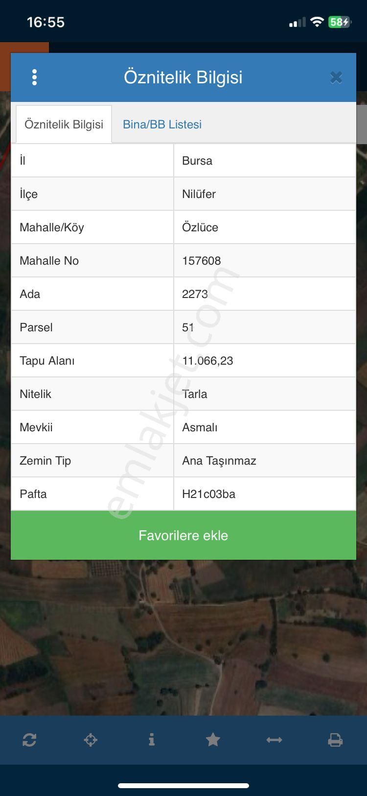 Bursa Nilüfer Özlüce'de 2.766 M2 Satılık Tarla