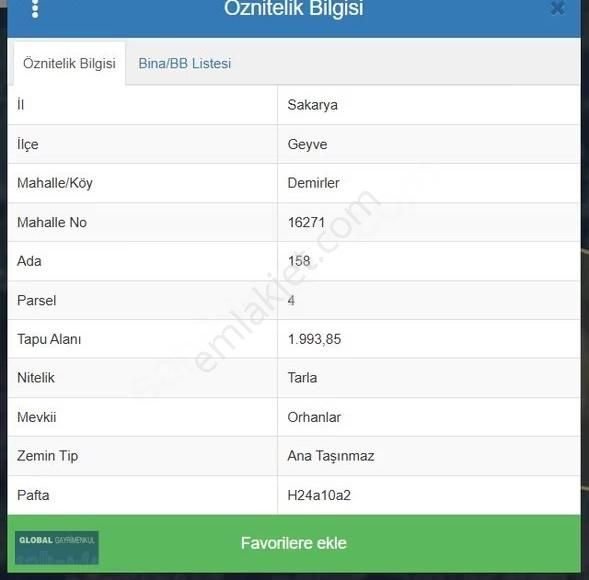 Global'den Demirler Köyün'de Müstakil 1993 M2 Arsa