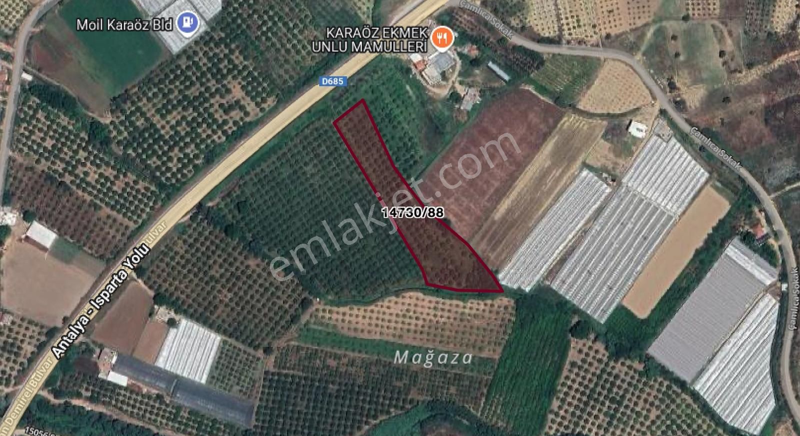 Aksu, Karaöz'de, Yola Sıfır, Tek Tapu, Satılık 7.6 Dönüm Tarla - Görsel 3