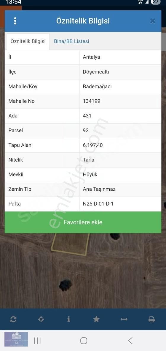 Antalya Bademagacı Harıka Arazi Yola Yakın