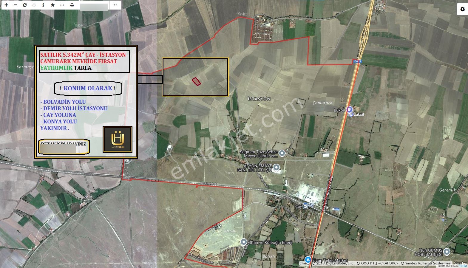 Afyon Üçok Emlaktan Çay İstasyon Da Satılık 5.342m² Fırsat Tarla