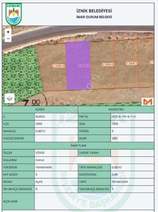 İznik Gölü Manzaralı, Ana Yol Üzerinde, Şerefiyeli Projeli Arsa - Görsel 6
