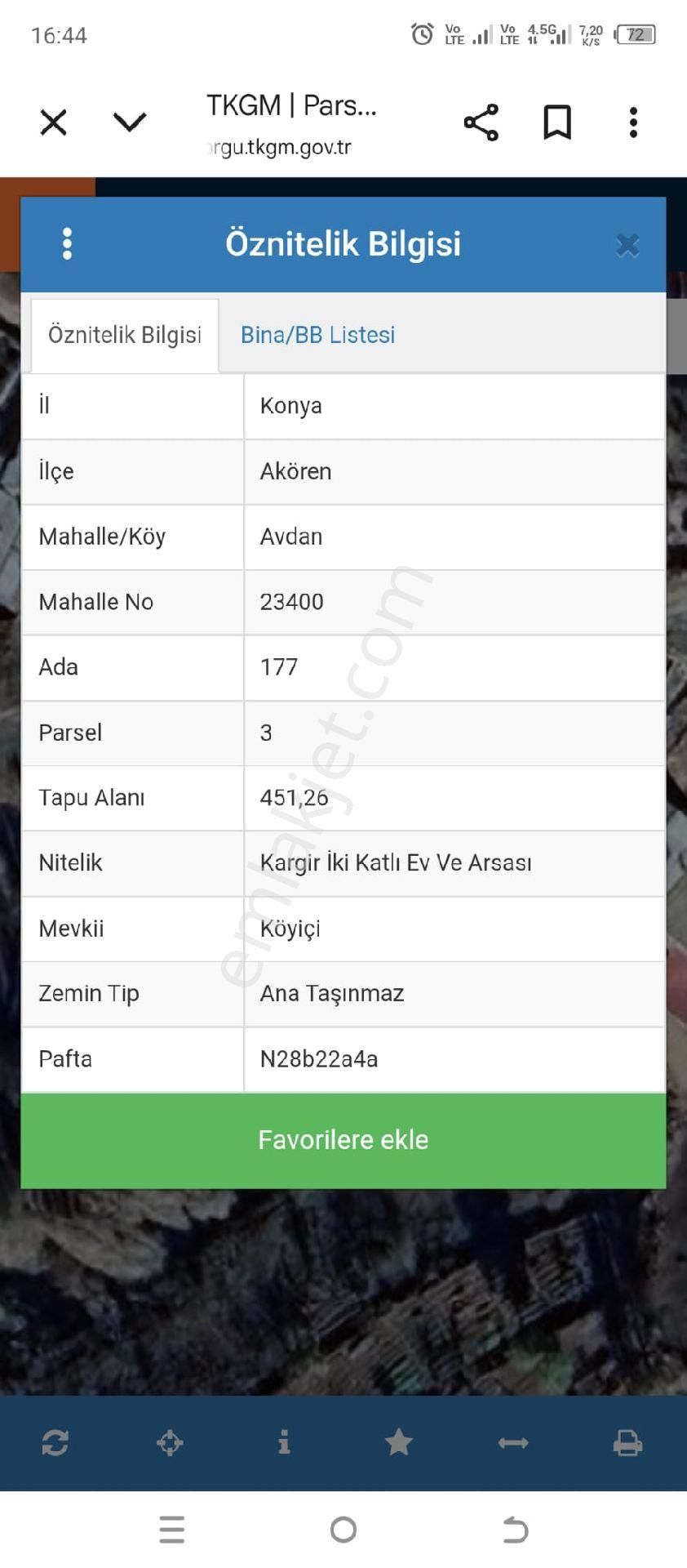 Akören Avdan Da 2 Katlı Ev Ve Arsası