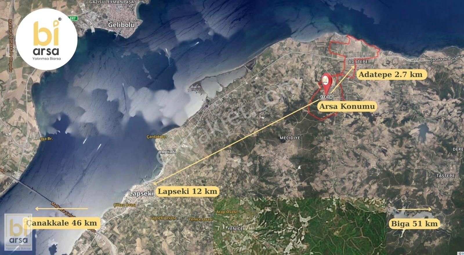 Lapsekide Denize Yakın 4.780m² Arsa !18 Adet Villa Projesi Hazır - Görsel 15