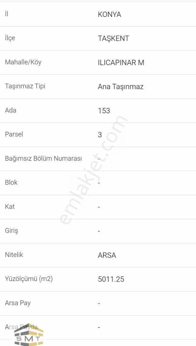 Konya Taşkent Ilıcapınar Satılık Kupon Arsa - Görsel 2