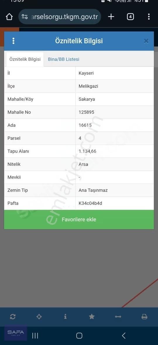 Safa Emlaktan Sakarya Mahallesinde 1134 M2 Satılık Villa Parseli
