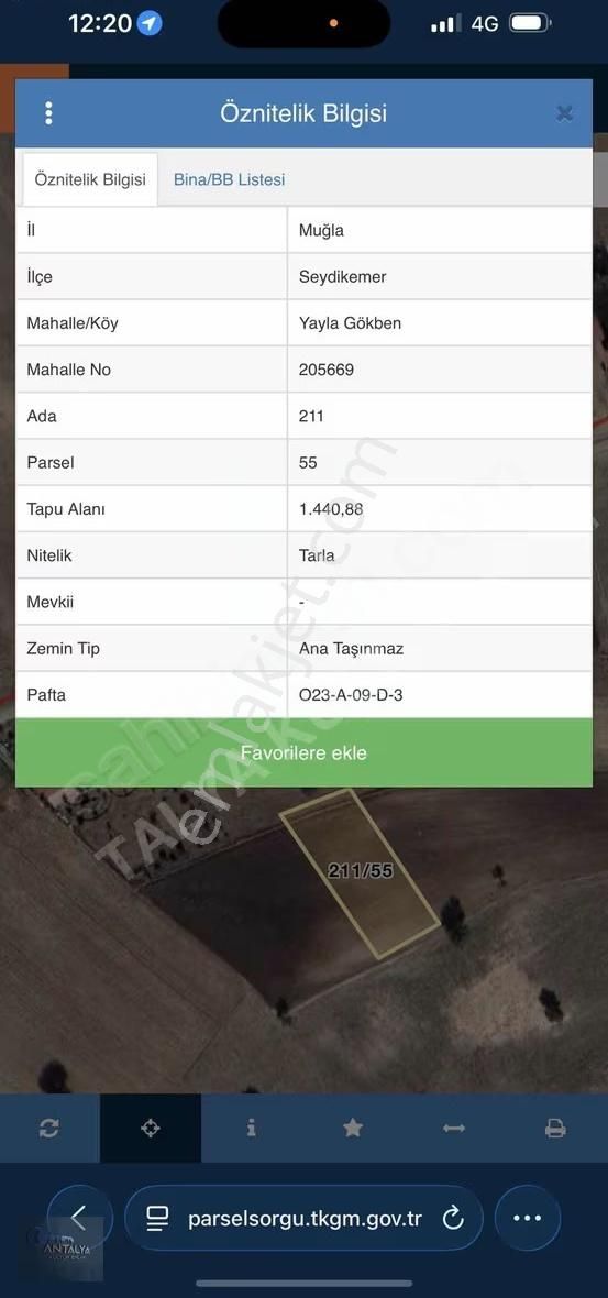 Muğla Seydikemer Yaylagökben'de Köy İçi 1.440m2 Satılık Tarla - Görsel 3