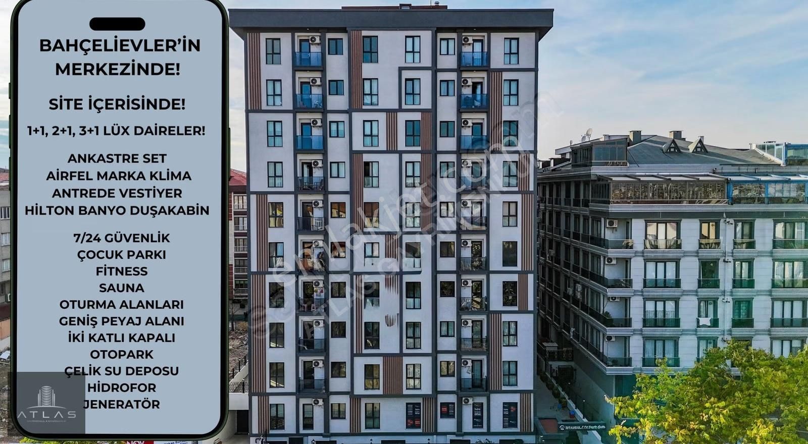 Atlas'tan, Sosyal Donatılı Sitede, 2+1, 90m2, 6.kat, K.otoparklı