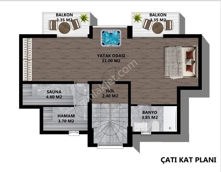 Goldhouse Dan Satılık Ovacık Mevkii Nde 4+1 Villa - Görsel 12
