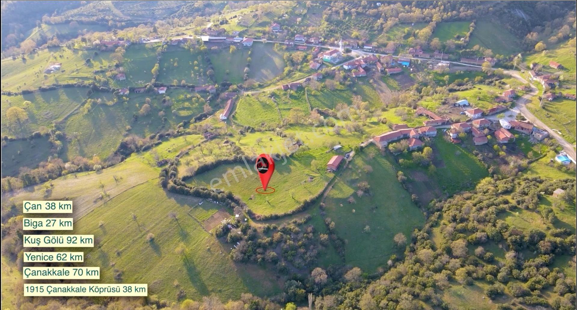 Oben'den Çanakkale Biga Çömlekçi Köyünde 320 M² İmarlı Arsa