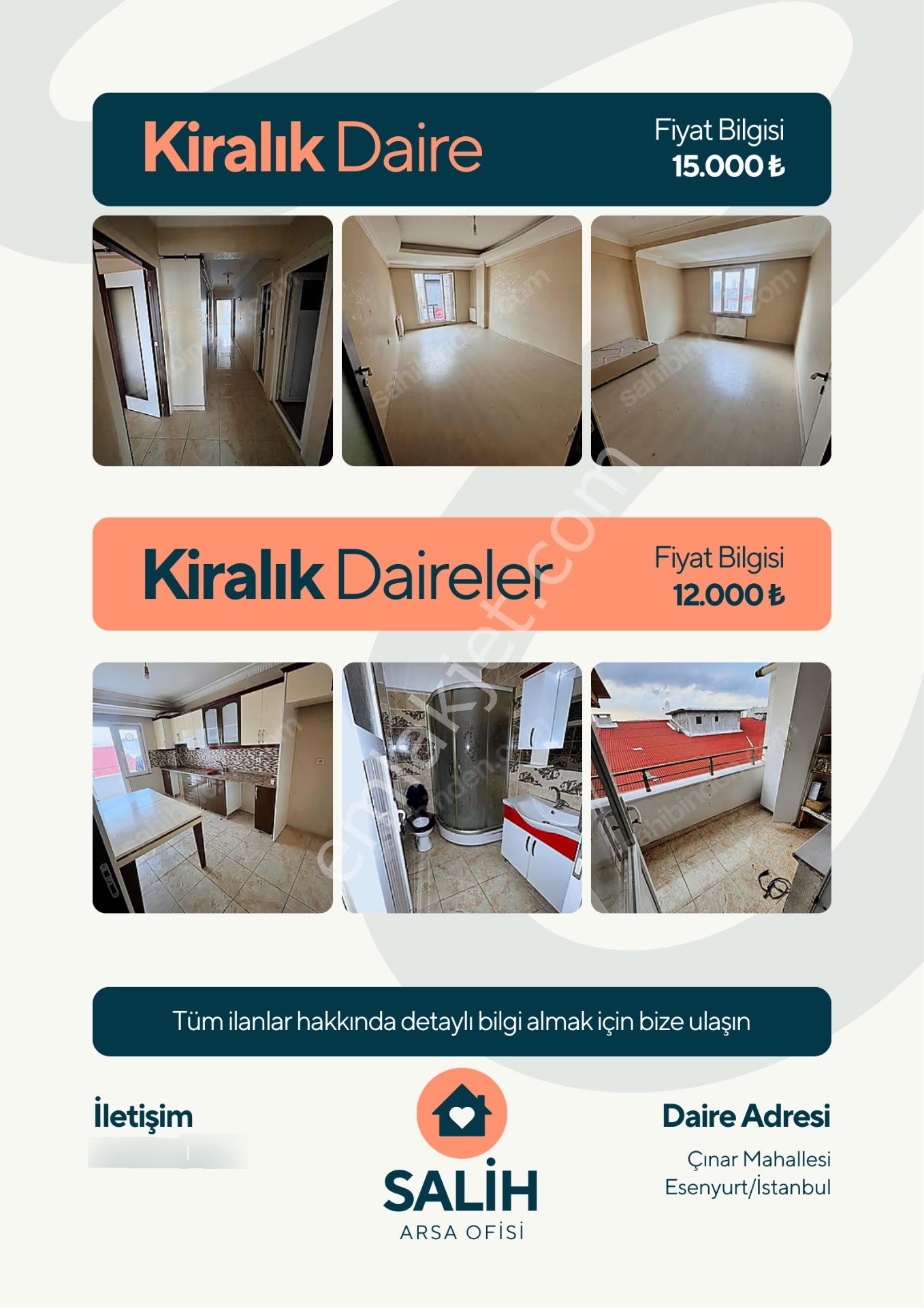 Esenyurt Çınar Mahallesı 15.000 Kıralık Daıre