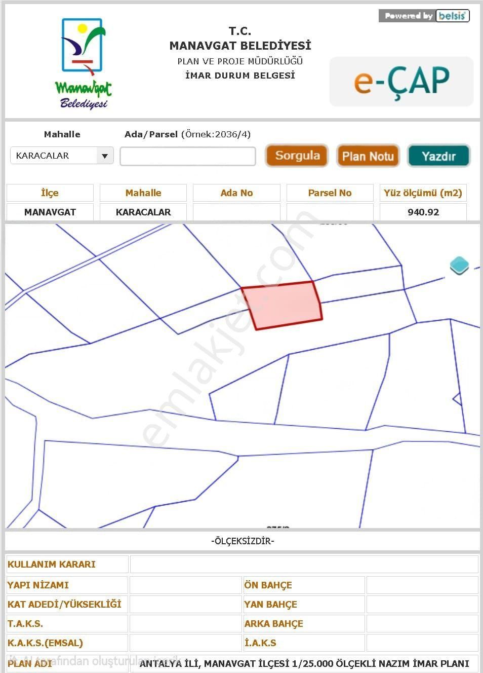 Win'den Antalya Manavgat Karacalar'da Satılık Arsa - Görsel 6