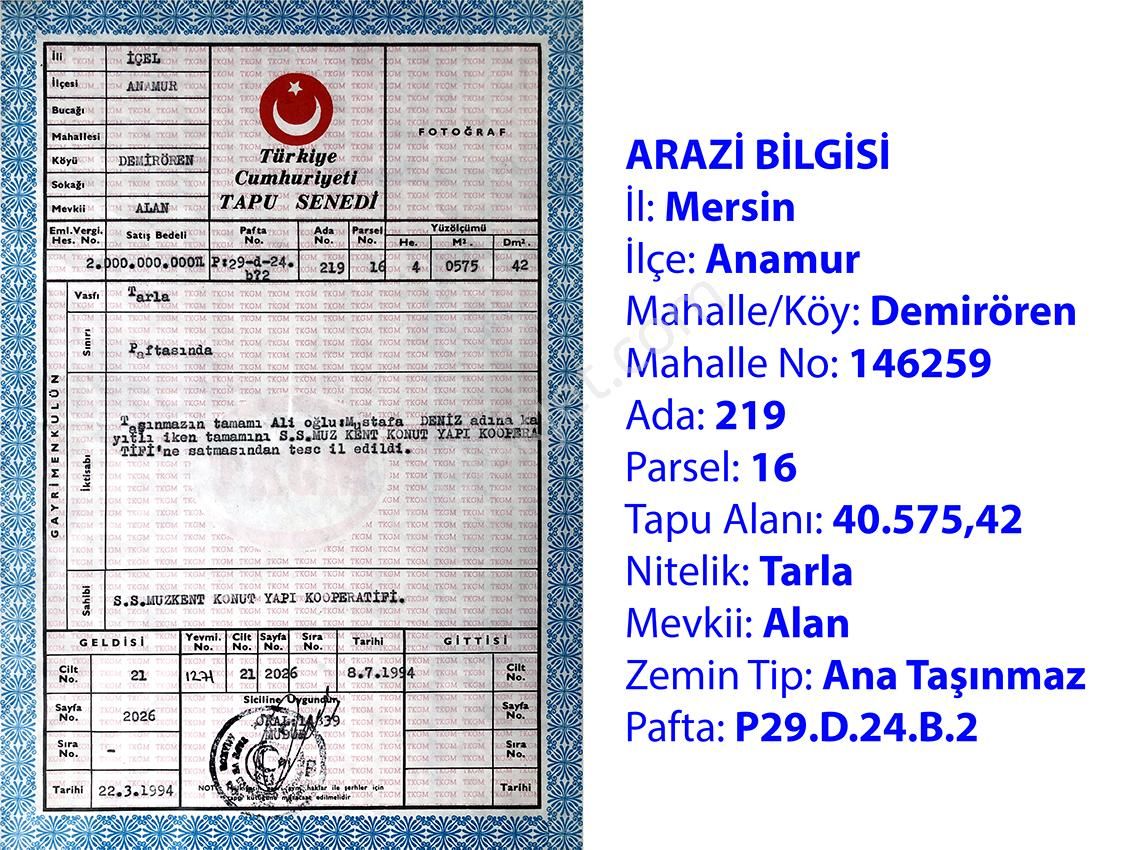 Anamur'da Denize Sıfır, Özel Plajlı, 40,5 Dönüm Arazi