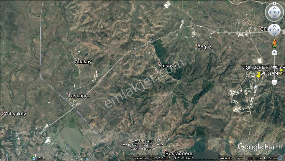 Kosova Mahallesinde 22 Dönüm Yola Cepheli Çiftlik İçin 4400m2 Kapalı Alan İzinli