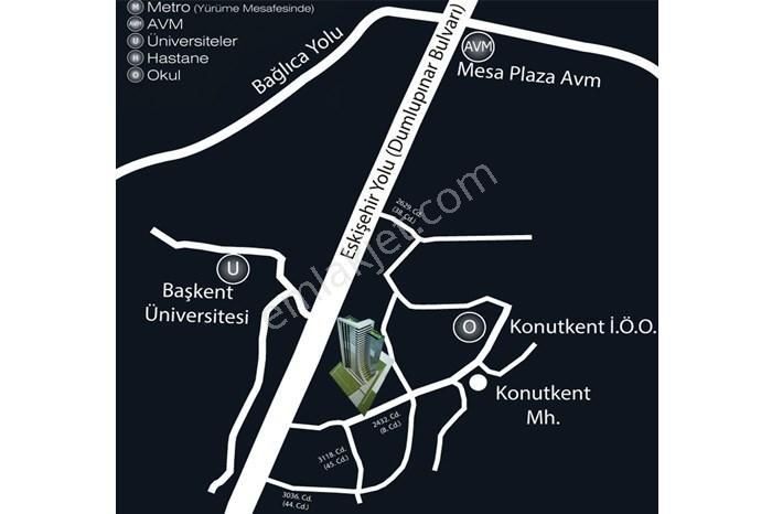 Konutkent Eskişehiryolu Azel Urhan Kulede 2+1 110m2 17. Kat Özel Yapılı Temiz Daire Konut Ve Ofis - Görsel 4