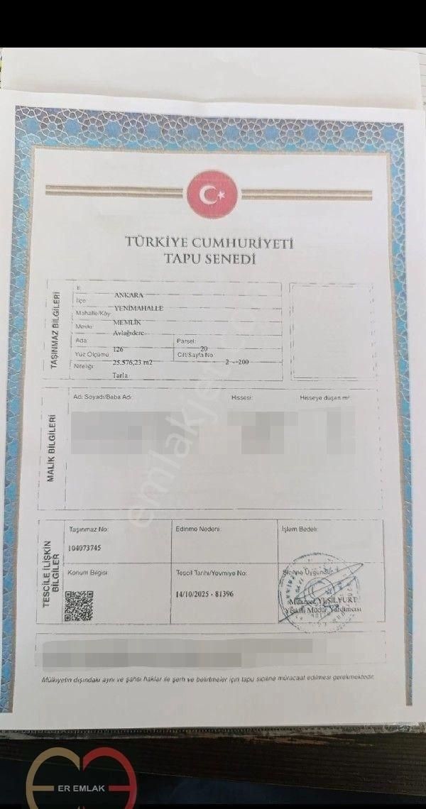 Ankara Yenimahalle Memlik Mahallesinde Tapulu  satılık 106 M2 hisse Elimizde İki Tane Vardır - Görsel 3