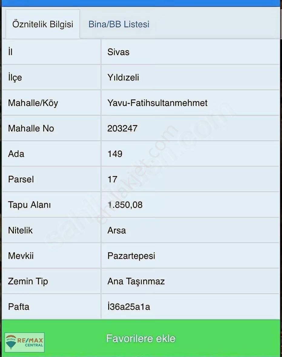 Remax Centralden Yıldızeli Yavuda Satılık 1850 M2 Arsa - Görsel 2