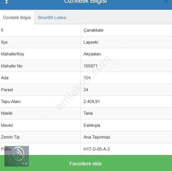 Çanakkale Lapseki Akçaalan Yatırım Fırsatı - Görsel 3