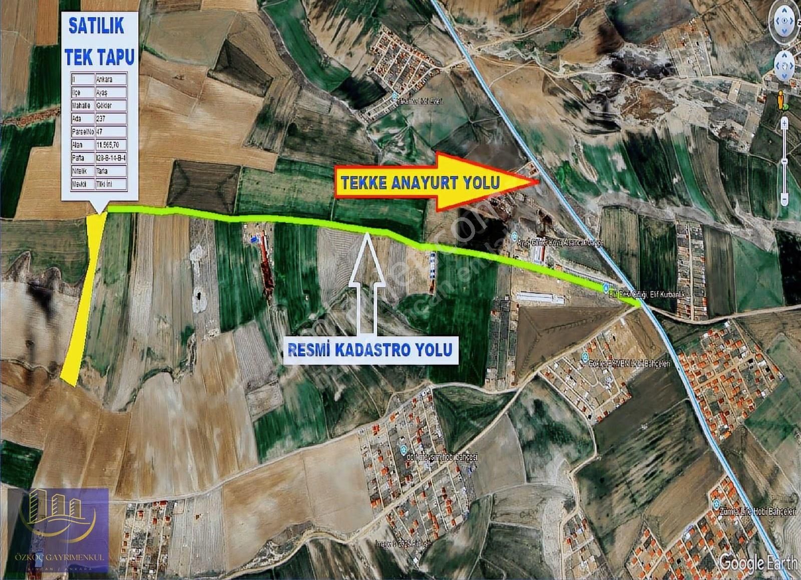 Ayaş Gökler'de Yol Cephe 11.550 M2 Tek Tapu Yatırımlık Arazi - Görsel 29