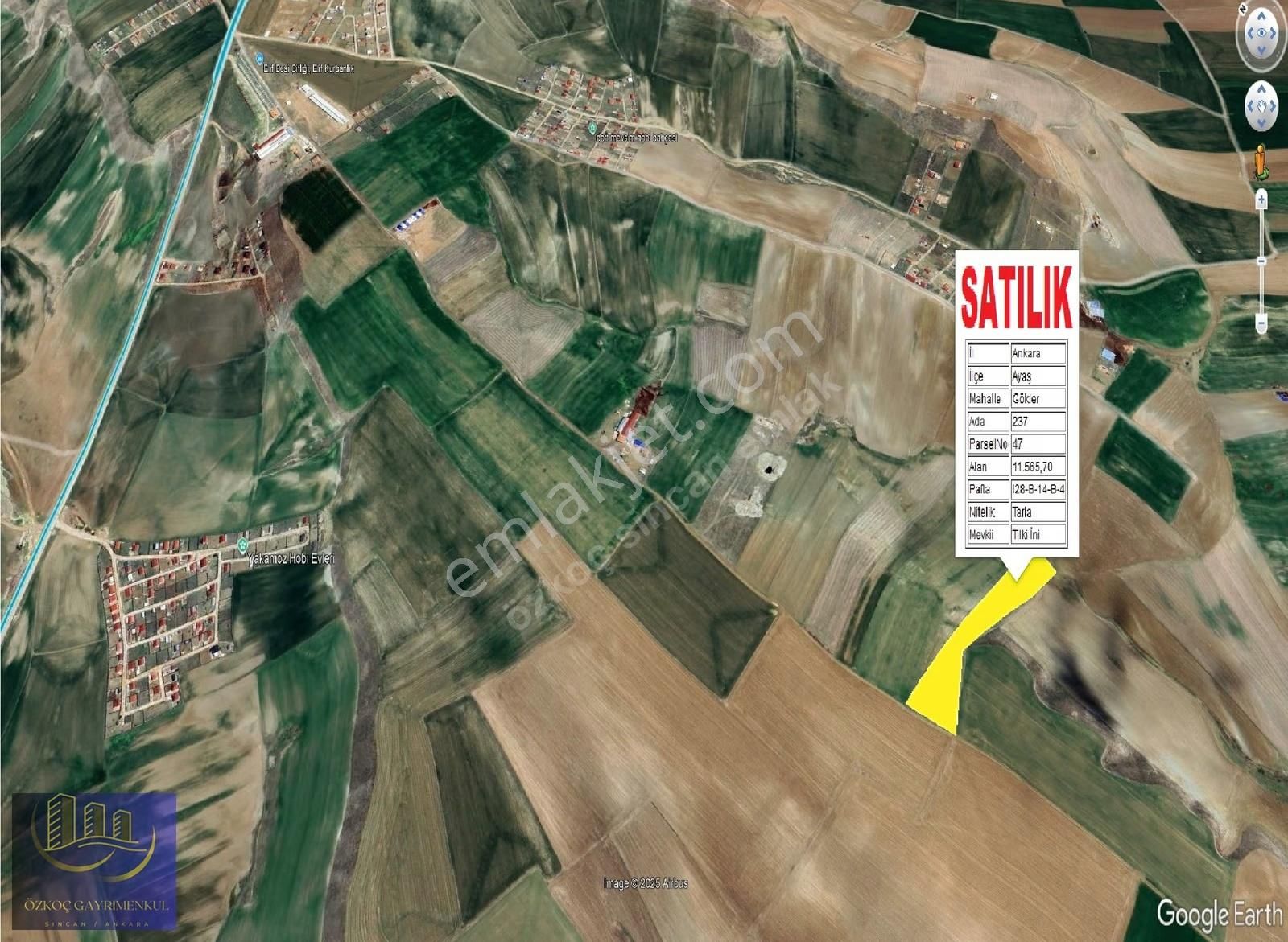 Ayaş Gökler'de Yol Cephe 11.550 M2 Tek Tapu Yatırımlık Arazi - Görsel 22