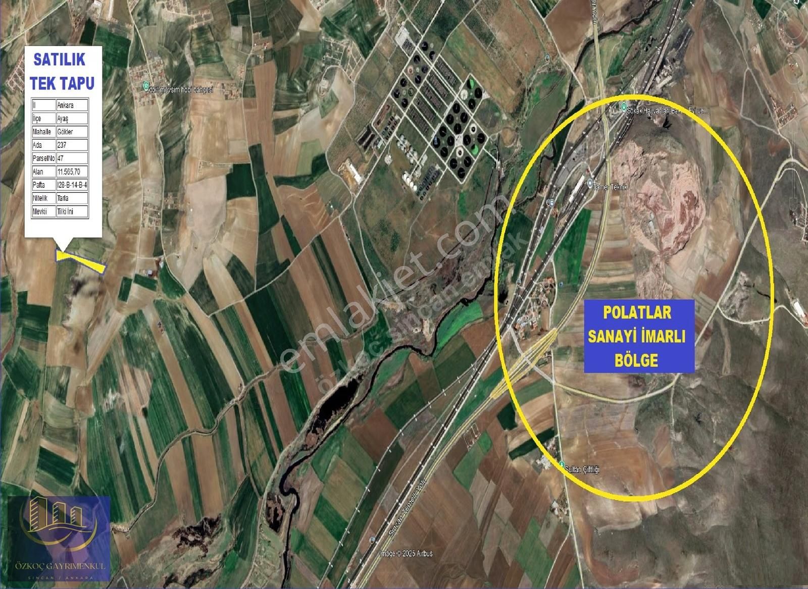 Ayaş Gökler'de Yol Cephe 11.550 M2 Tek Tapu Yatırımlık Arazi - Görsel 10