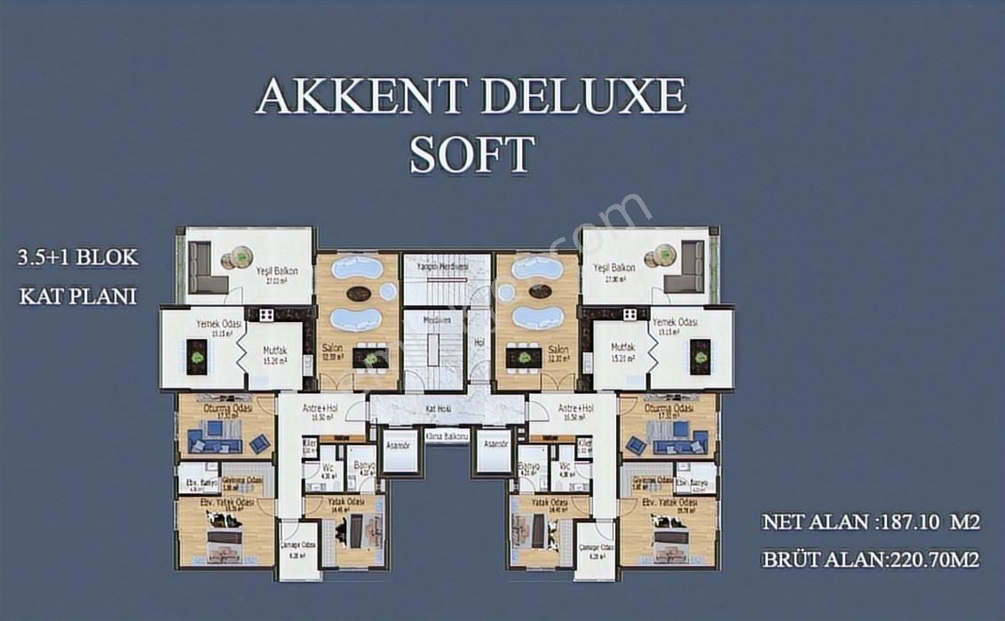 Akkent'de Emsalsiz 3,5+1 Lüx Daire - Görsel 3