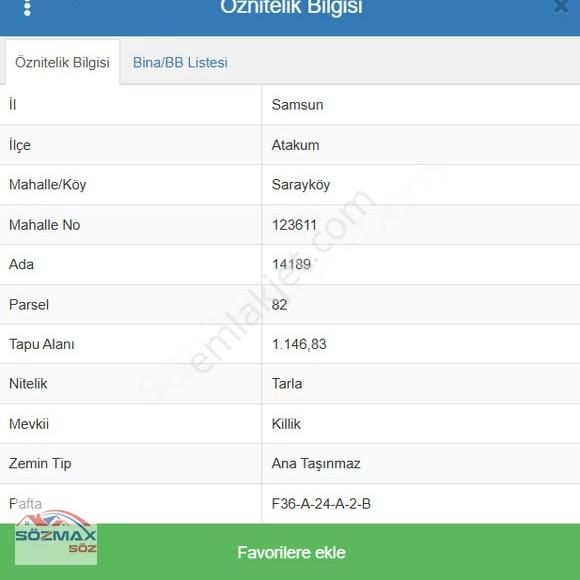 Samsun Atakum Sarayköy'de Deniz Manzaralı 1146 M² Tek Tapu Tarla - Görsel 4