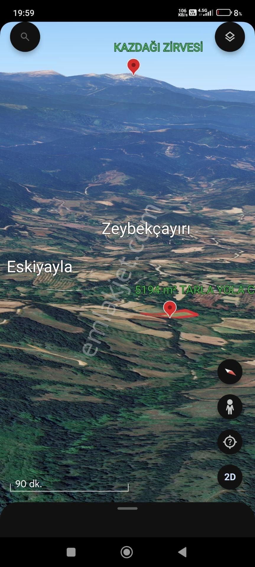 5194 M2 Kadastrol Yola Cephe , Suyu Olan 1 Dönümü Cevizlik Köye Yakın, Eskiyayla Köyü Çan Çanakkale - Görsel 14