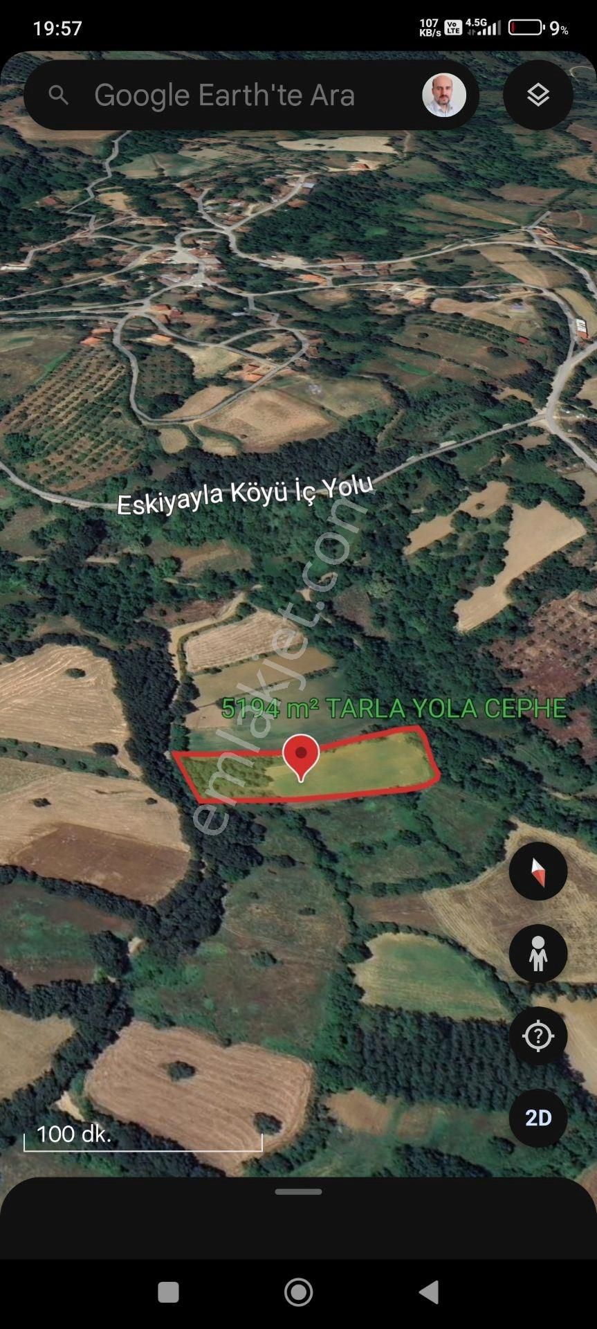 5194 M2 Kadastrol Yola Cephe , Suyu Olan 1 Dönümü Cevizlik Köye Yakın, Eskiyayla Köyü Çan Çanakkale