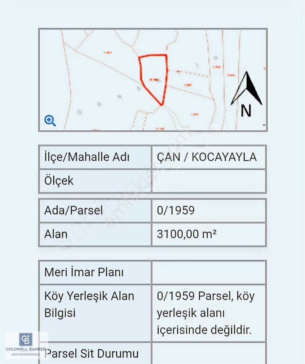 Çanakkale /çan / Kocayayla Köyü 3.100 M² Köy Yerleşimine Yakın - Görsel 2