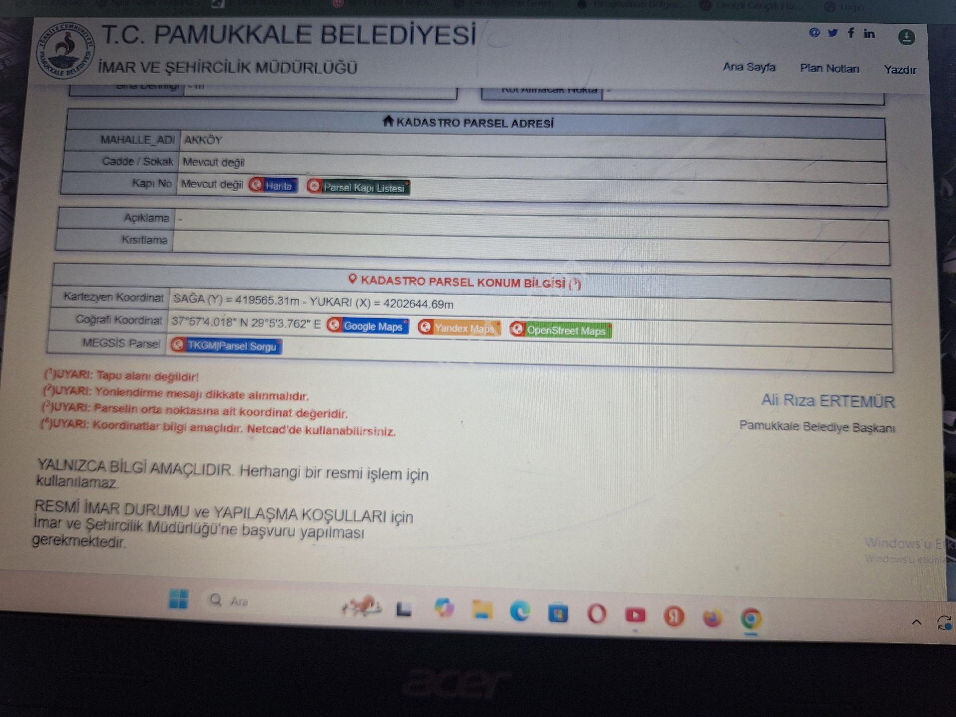 Denizli Pamukkale Akköyde Satılık İmarlı Arsa - Görsel 4