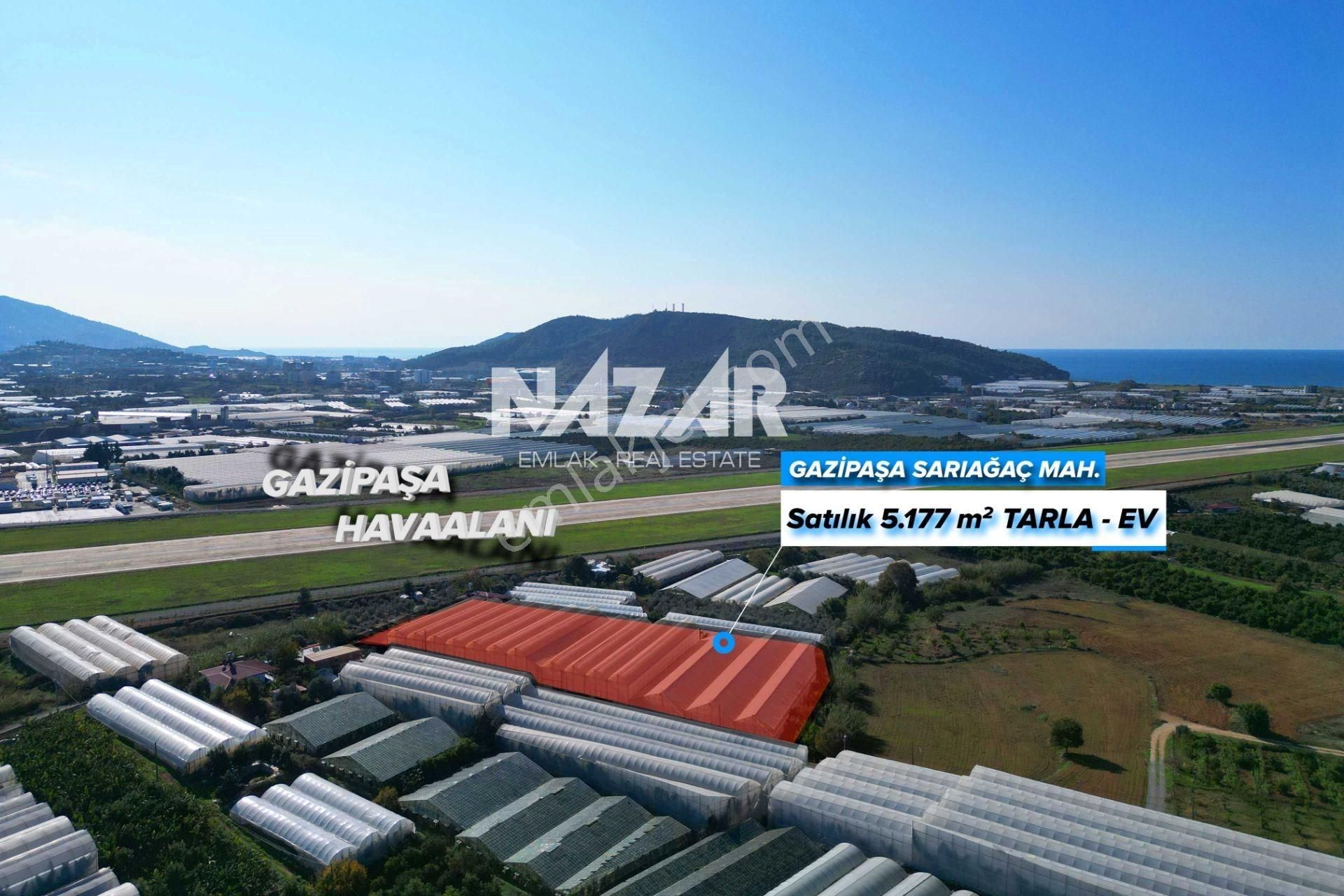 Gazipaşa Sarıağaç’ta Satılık 5.177 M² Tarla, Sera Ve 2+1 Ev